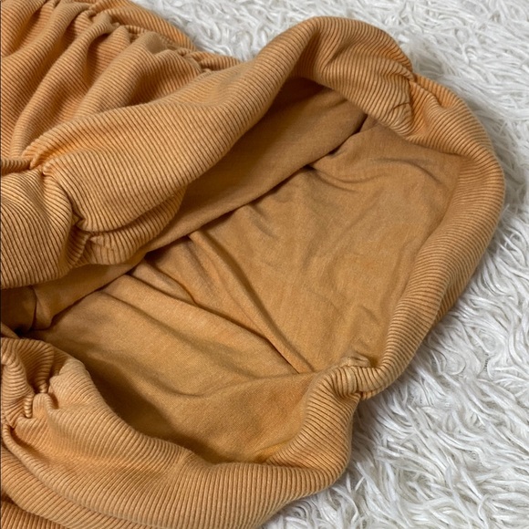 Free People FP Katya Thermal mini dress Ruched MustardYellow medium NWT - Picture 11 of 15